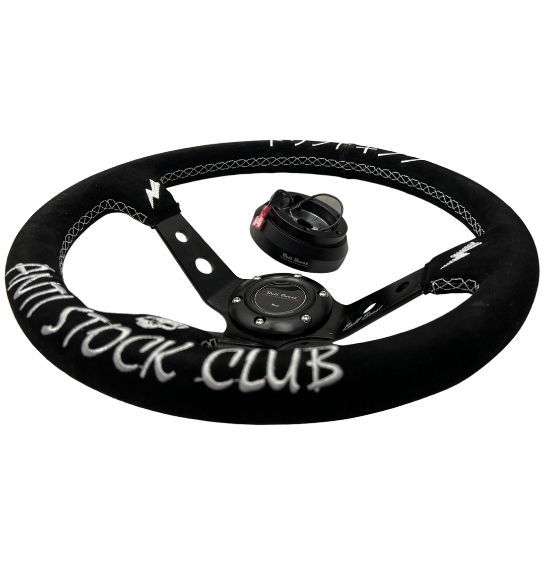 JDM Deep Dish Steering Wheel + Short Hub Adapter Kit For Honda Acura
