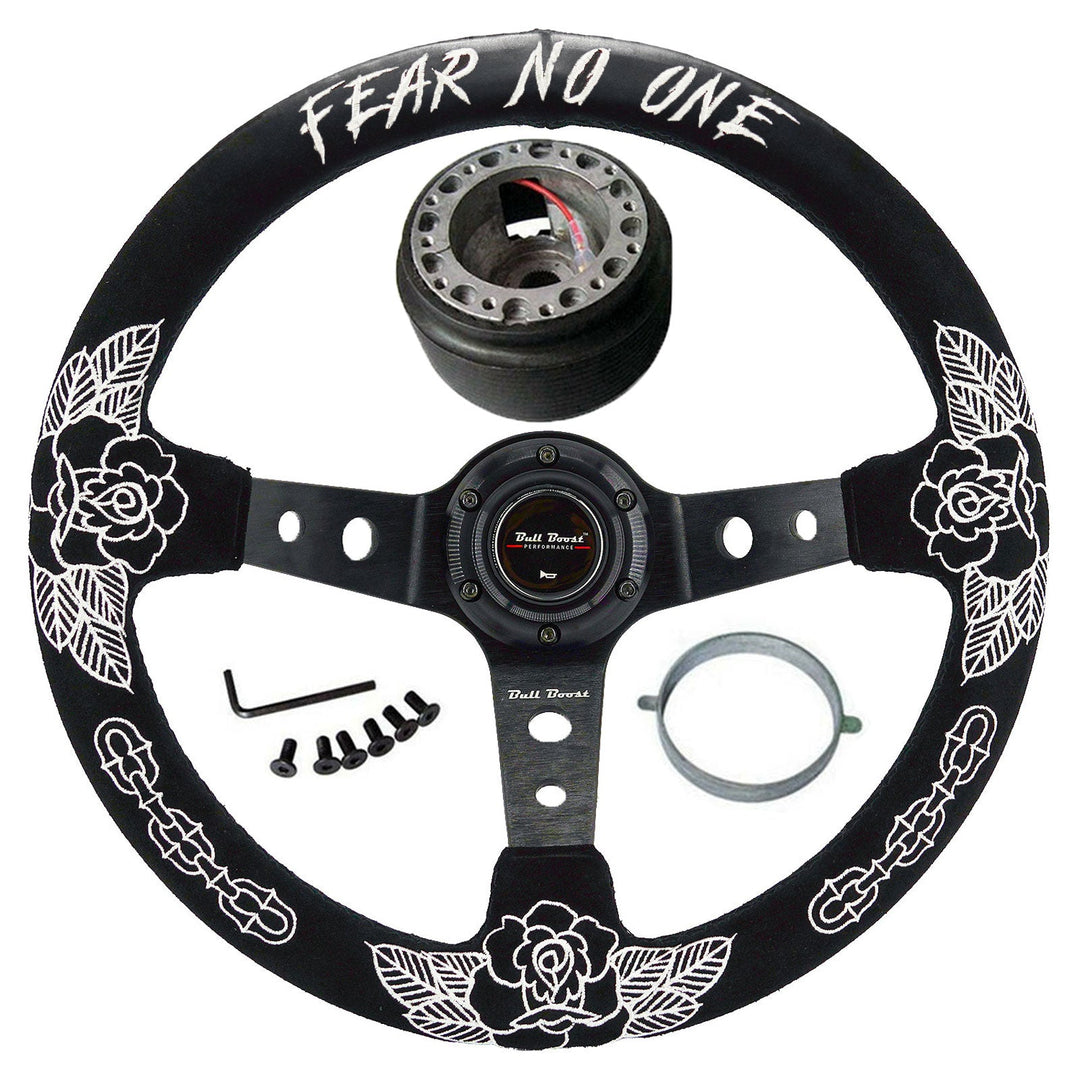 BW Rose 350mm Racing Steering Wheel + Hub Adapter Boss Kit for Civic, Del Sol, Integra