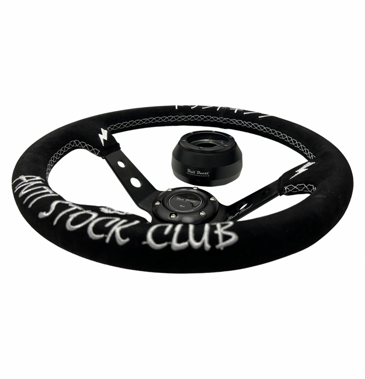 Suede Deep Dish Steering Wheel + Short Hub Adapter Kit For Cadillac Corvette Suburban Neon