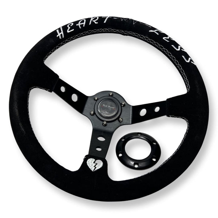 3"DEEP DISH 6-BOLT STEERING WHEEL BLACK SUEDE FOR Dodge GM Buick Chevy Vehicles