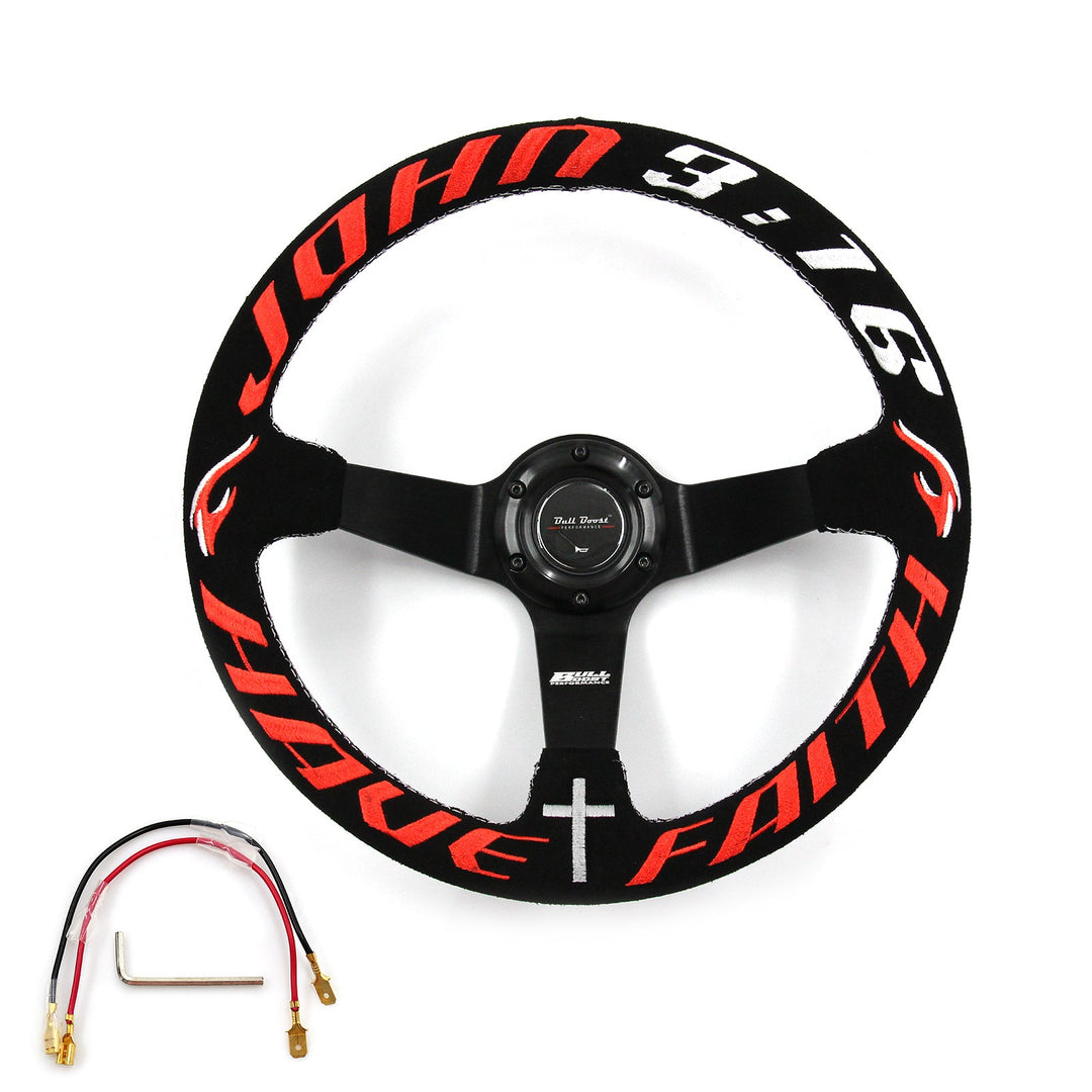 Have Faith Deep Dish 350mm Steering Wheel + Short Hub Adapter Kit For Mustang Focus Fiesta Mazda