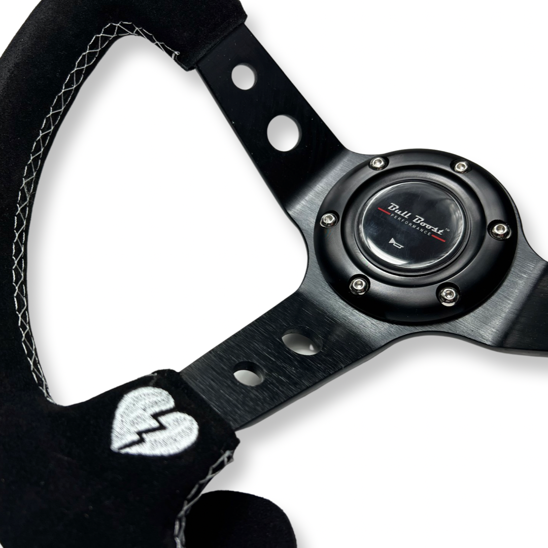 Short Hub Adapter + Suede Steering Wheel For 02-06 Mini Cooper