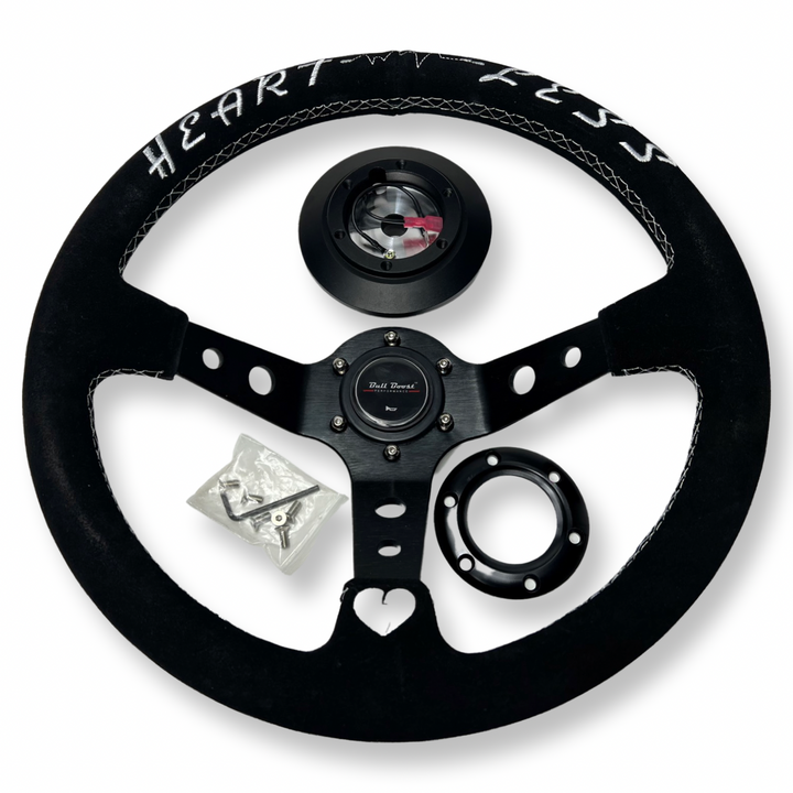 Suede Steering Wheel + Short Hub Adapter Kit For Acura Honda Accord Civic CR-Z