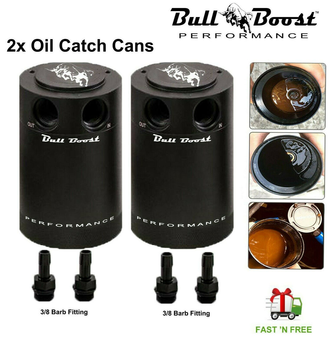 2x Billet Aluminum Baffled Oil Catch Can Reservoir Tank Racing 2-Port