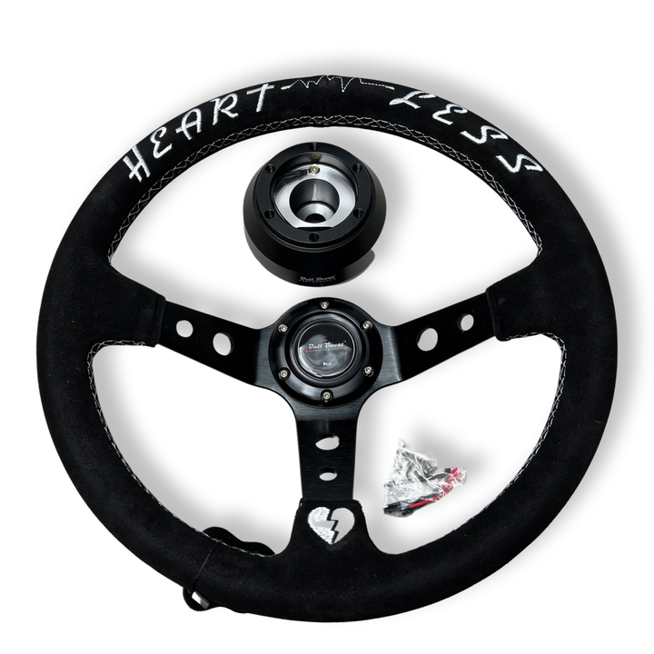 Suede Deep Dish Steering Wheel + Short Hub Adapter Kit For Cadillac Corvette Suburban Neon