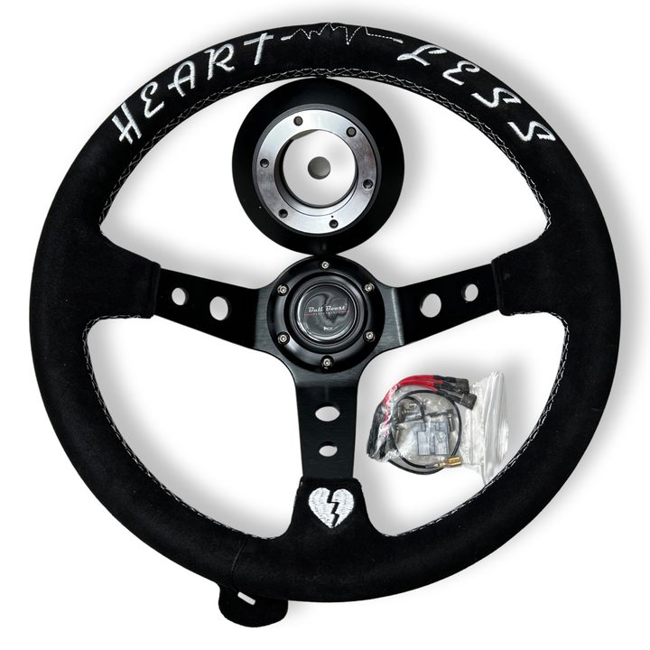 Infiniti G35 G37 Suede 3"Deep Dish Steering Wheel + Quick Release Short Hub Adapter