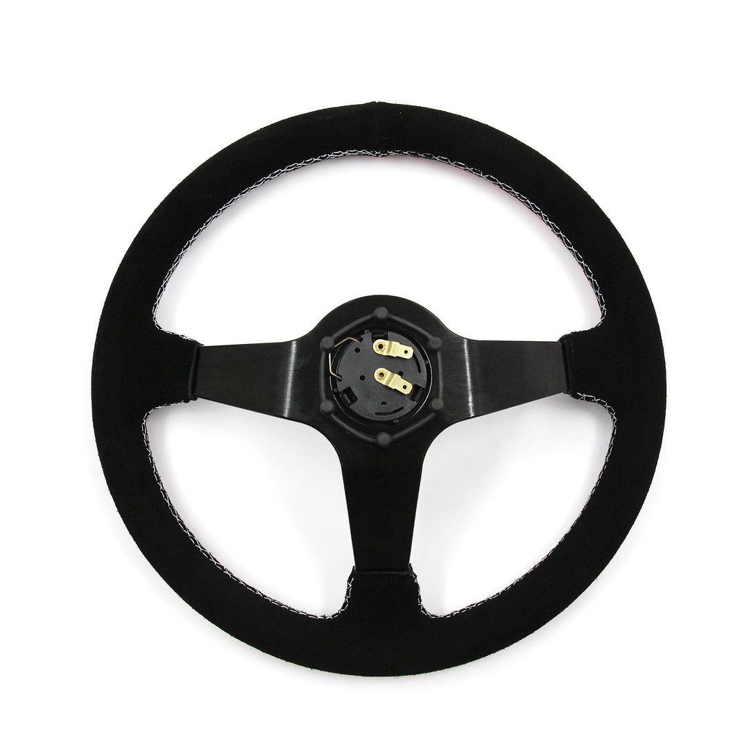 Universal 350mm 3"Deep Dish 6-Bolt Steering Wheel Black Suede Have Faith