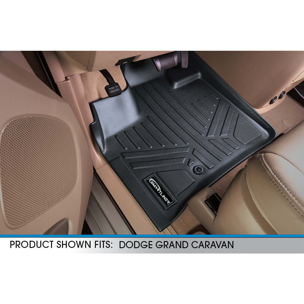 Smart Trim™ Floor Liners For 2013-2020 Dodge Grand Caravan (2nd Row Bucket) (1st Row Console)