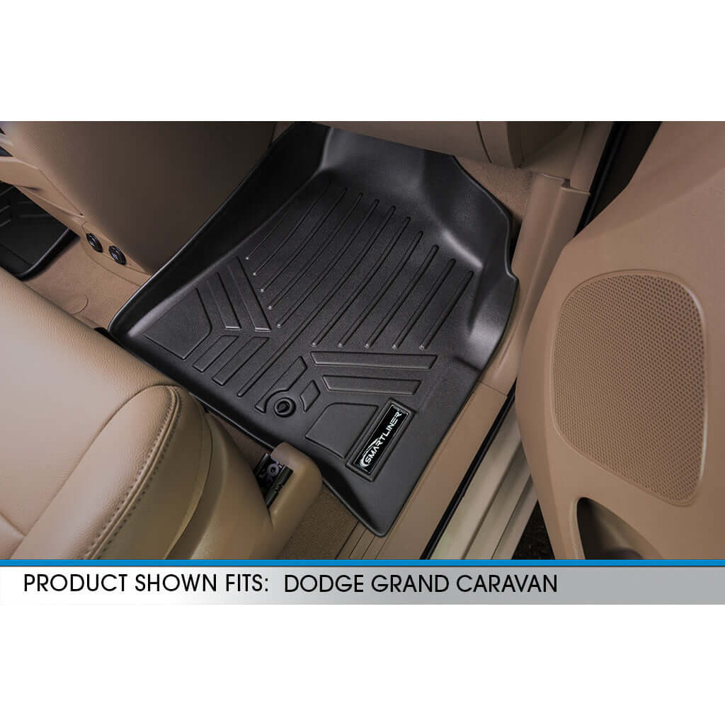 Smart Trim™ Floor Liners For 2013-2020 Dodge Grand Caravan (2nd Row Bucket) (1st Row Console)