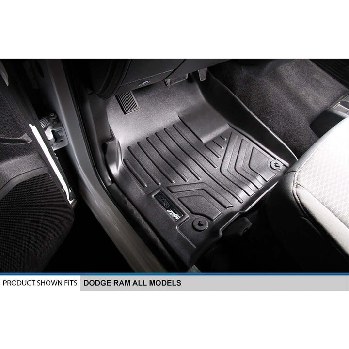 SMARTLINER Custom Fit Floor Liners For 2012-2022 RAM Standard Cab or Quad Cab with 1st Row Dual Floor Hooks