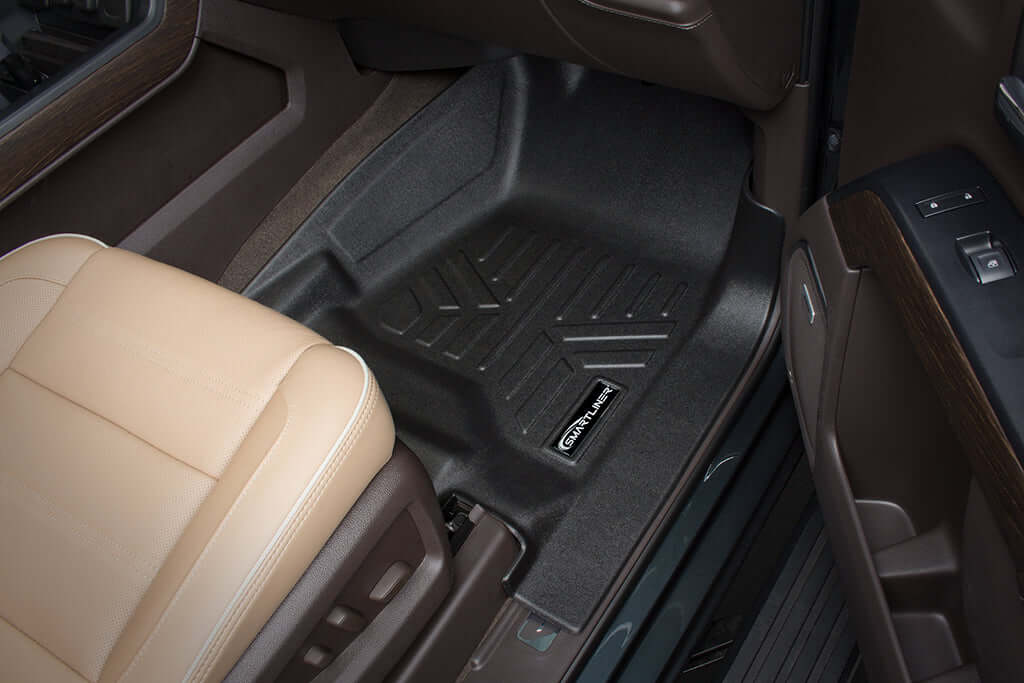 SMARTLINER Floor Mats 3 Rows and Cargo Liner Behind 2nd Row Set Black 2015 - 2020 Tahoe / Yukon (2nd Row Bench)s