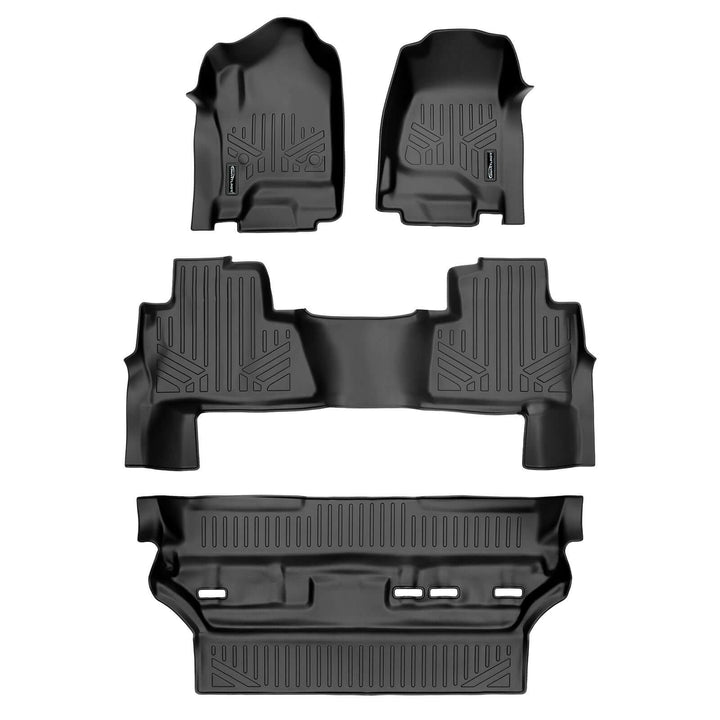 SMARTLINER Floor Mats 3 Rows and Cargo Liner Behind 2nd Row Set Black 2015 - 2020 Tahoe / Yukon (2nd Row Bench)s
