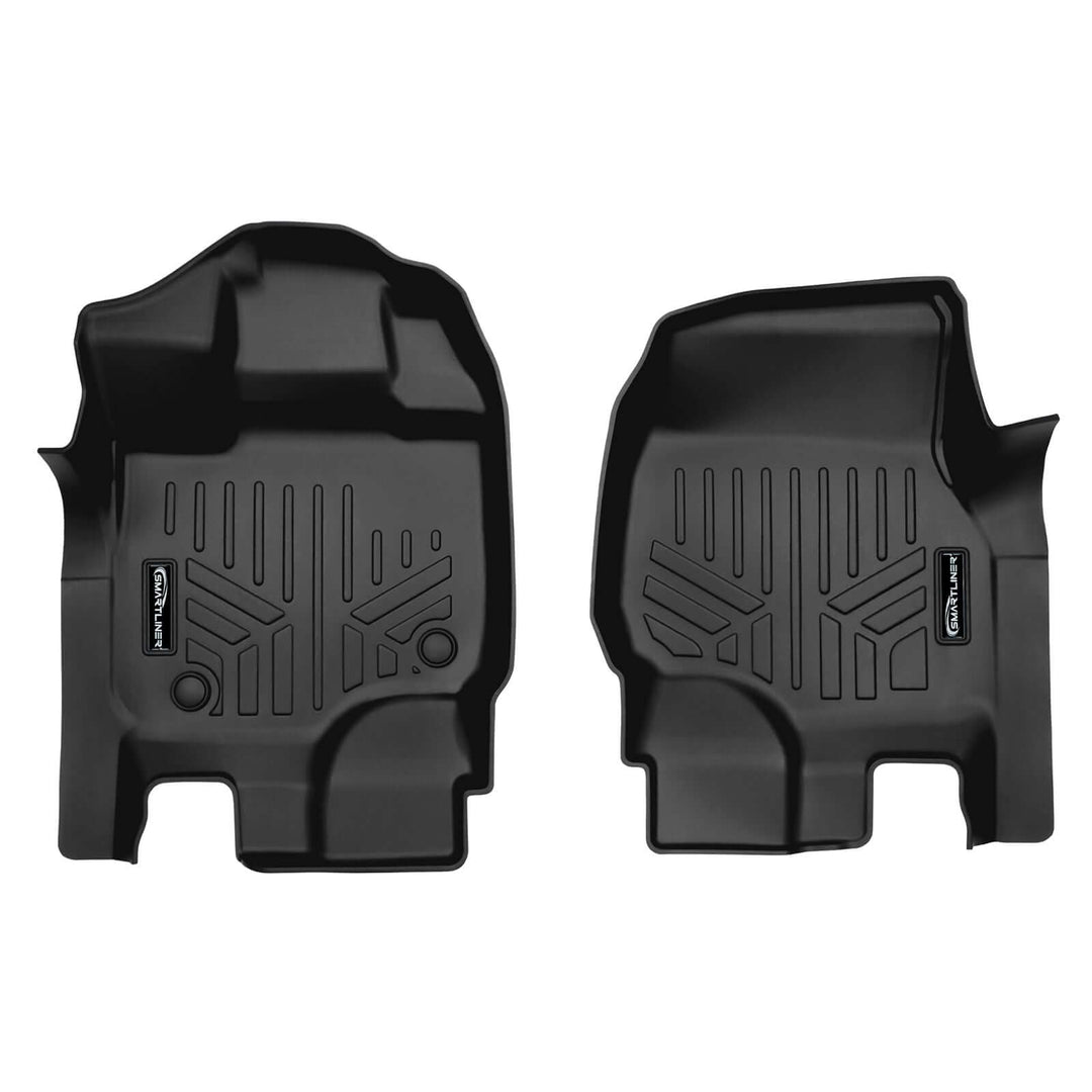 Tapetes SMARTLINER a medida para Ford F-150 SuperCab 2015-2025 con asientos individuales en la primera fila y piso de vinilo.