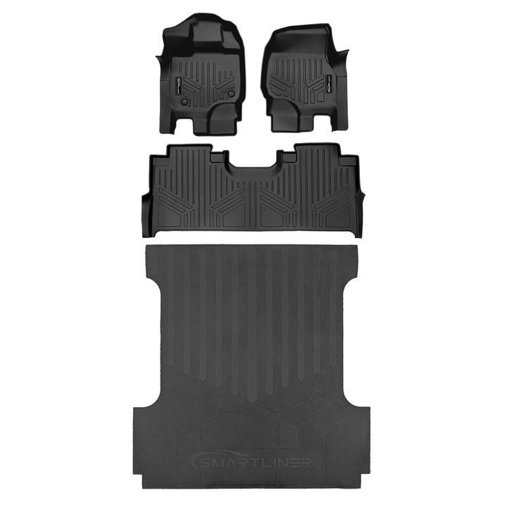 Tapetes SmartCoverage™ a medida para Ford F-150 Lightning 2022-2025 con asientos individuales en la primera fila y almacenamiento bajo el asiento de la segunda fila (fabricado por el fabricante).