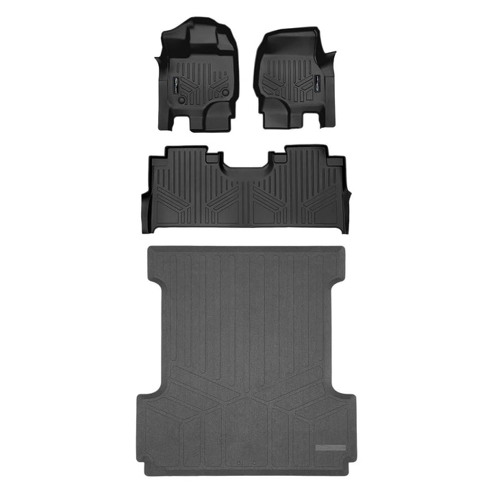 Tapetes SmartCoverage™ a medida para Ford F-150 (modelos 2015-2025) con asientos individuales en la primera fila y compartimento de almacenamiento bajo los asientos de la segunda fila (fabricado por el fabricante).