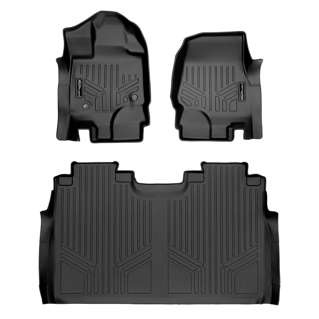 Tapetes SMARTLINER a medida para Ford F-150 Lightning 2022-2025. Solo compatibles con asientos individuales de la segunda fila sin compartimento de almacenamiento bajo los asientos.