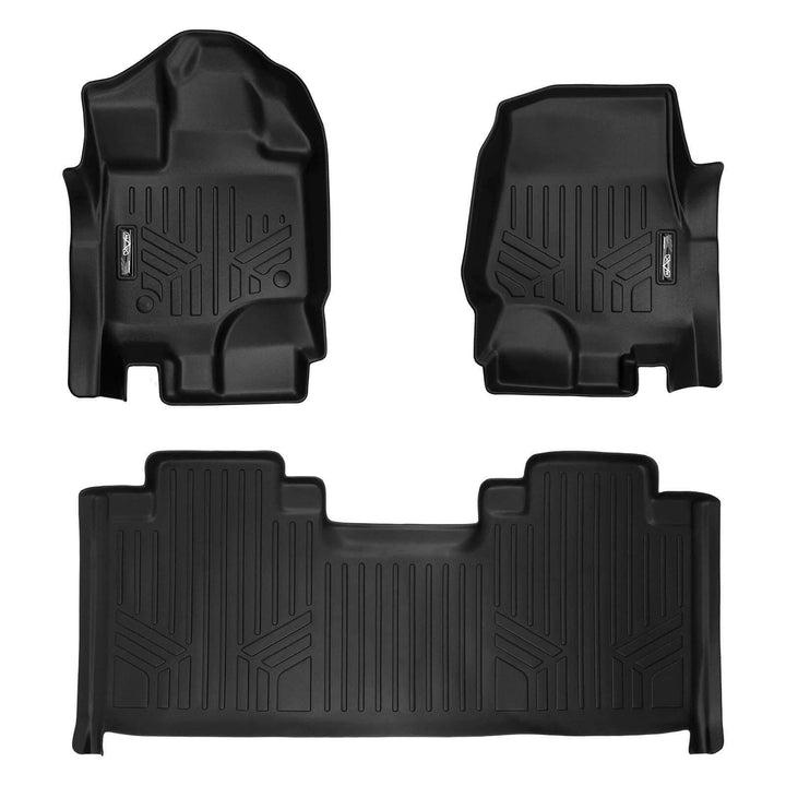 Tapetes SMARTLINER a medida para Ford F-150 SuperCab 2015-2025 con asientos individuales en la primera fila y piso de vinilo.