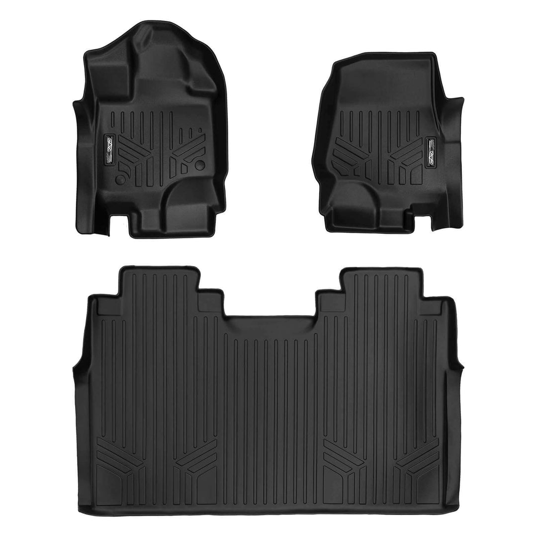 Tapetes SmartCoverage™ de ajuste personalizado para Ford F-150 SuperCrew Cab 2015-2025 con asiento tipo banca en la primera fila (sin OTH ni almacenamiento debajo del asiento de la segunda fila).