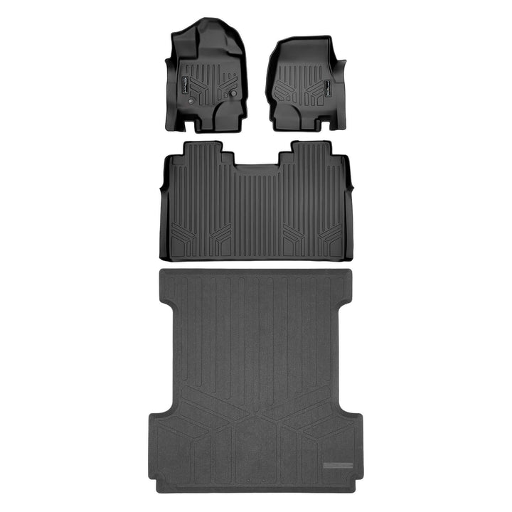 Tapetes SmartCoverage™ de ajuste personalizado para Ford F-150 SuperCrew Cab 2015-2025 con asiento tipo banca en la primera fila (sin OTH ni almacenamiento debajo del asiento de la segunda fila).