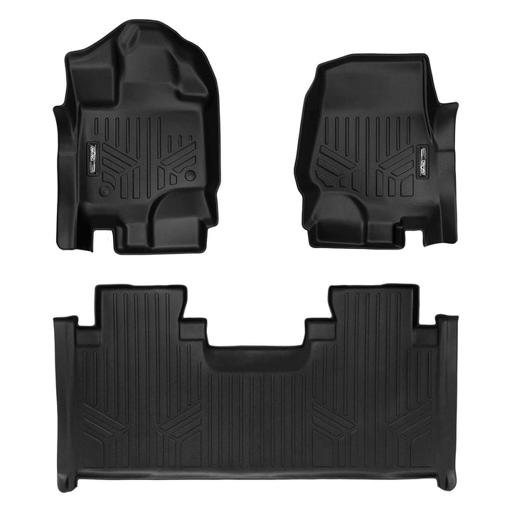 Tapetes SMARTLINER a medida para Ford F-150 SuperCab 2015-2025 con asiento corrido en la primera fila y piso de vinilo.
