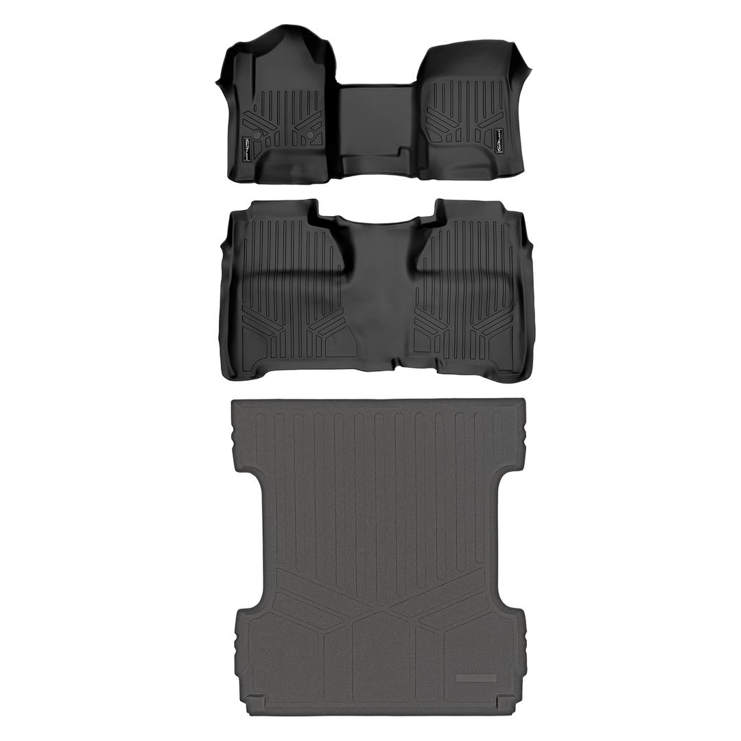 SMARTLINER Floor Liners for Crew Cab 2014-2018 Silverado/Sierra 1500 - 2015-2021 2500/3500 HD