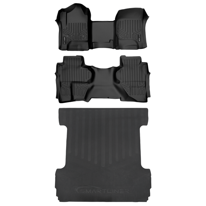 SMARTLINER Floor Liners for Double Cab 2014-2018 Silverado/Sierra 1500 - 2015-2021 2500/3500 HD