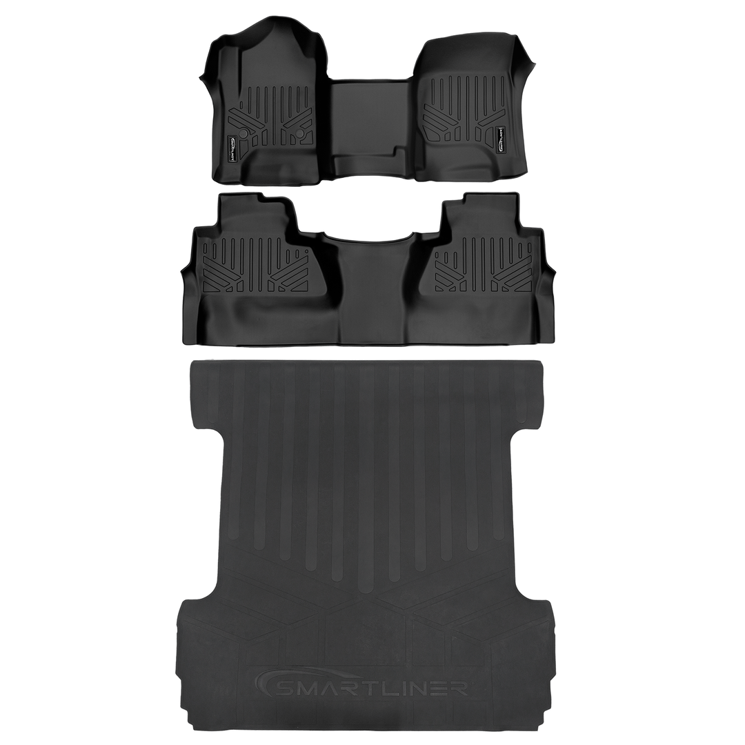 SMARTLINER Floor Liners for GMC Sierra 1500 Crew Cab 2014 - 2018 (Carpeted flooring) 1st Row Bench Half coverage