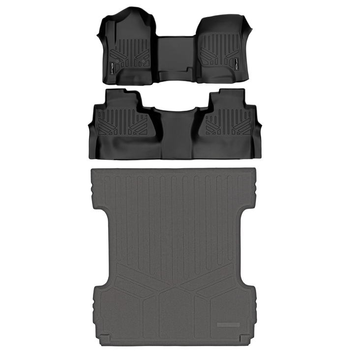 SMARTLINER Floor Liners for GMC Sierra 1500 Crew Cab 2014 - 2018 (Carpeted flooring) 1st Row Bench Half coverage