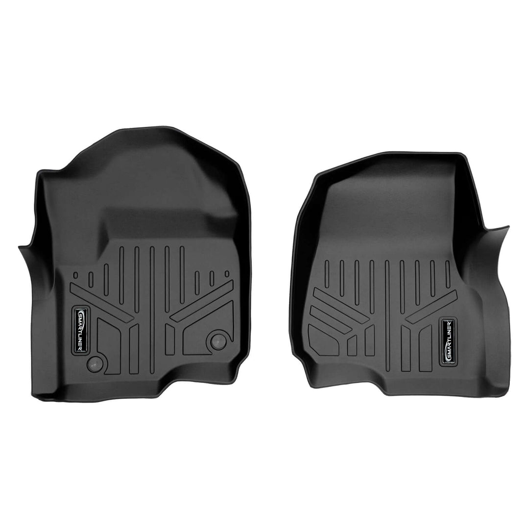 Tapetes SMARTLINER a medida para Ford F-250/F-350 Super Duty Crew Cab (modelos 2017-2025) con asientos individuales en la primera fila y sin espacio de almacenamiento debajo del asiento.