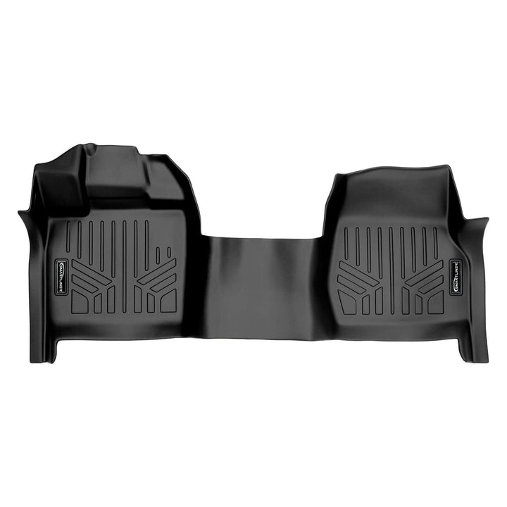 Tapetes SMARTLINER a medida para Ford F-150 de cabina regular (2015-2025), sin palanca de cambios 4x4, piso de vinilo con asiento tipo banca en la primera fila y cobertura sobre el túnel de transmisión.