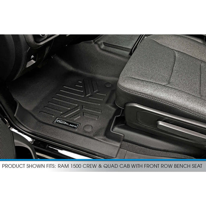 Tapetes SMARTLINER a medida para Ram 1500 Quad Cab 2019-2024 con asiento corrido delantero únicamente.