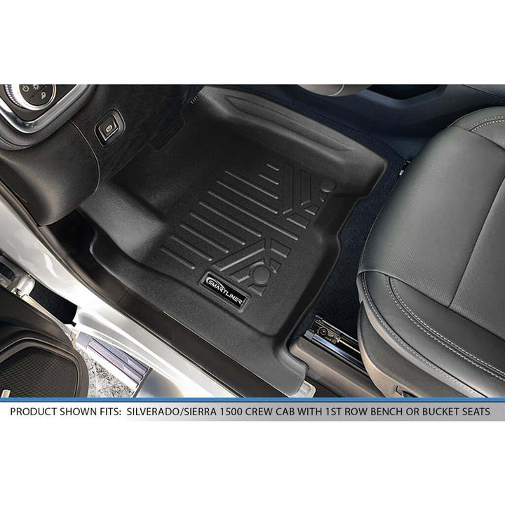 SMARTLINER Custom Fit Floor Liners For 2019-2026 Chevrolet Silverado 1500 Double Cab with Carpet Flooring and 1st Row Bench Seat with OTH Coverage (with 2nd Row Under Seat Storage)