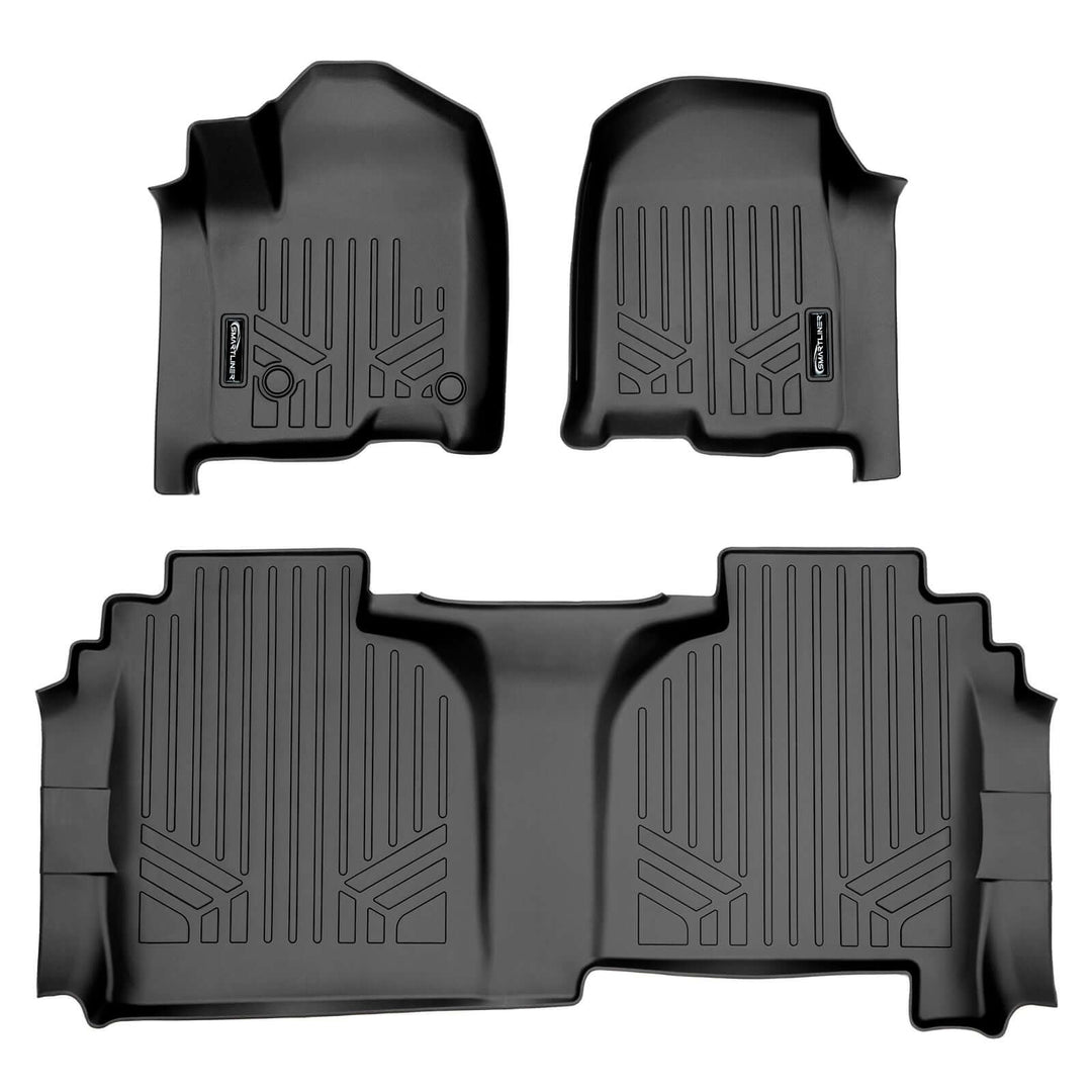 SMARTLINER Custom Fit Floor Liners For 2019-2026 GMC Sierra 1500 Double Cab with Carpet Flooring and 1st Row Bench Seat without OTH coverage (without 2nd Row Under Seat Storage)