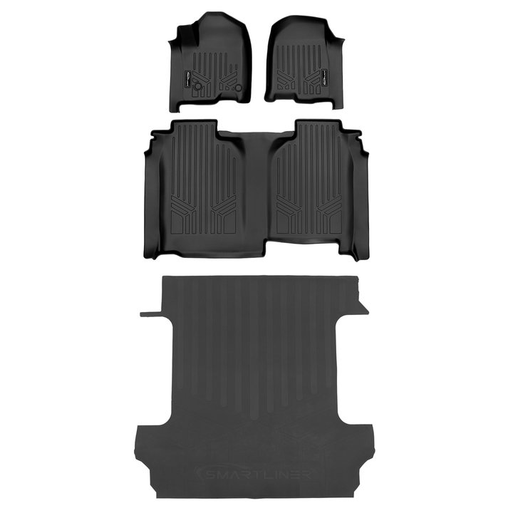 SmartCoverage™ Floor Liners For 2019-2026 Chevy Silverado 1500 Crew Cab (1st Row Bench) (No OTH) | Carpet | [No 2nd Row Storage]