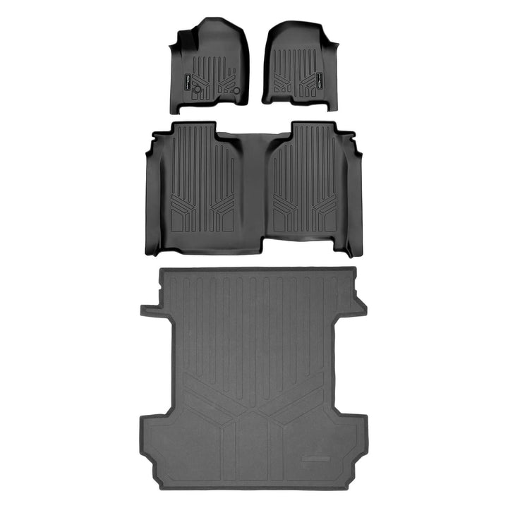 SmartCoverage™ Floor Liners For 2019-2026 Chevy Silverado 1500 Crew Cab (1st Row Bench) (No OTH) | Carpet | [No 2nd Row Storage]
