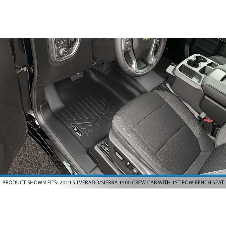 SMARTLINER Custom Fit Floor Liners For 2019-2026 GMC Sierra 1500 Double Cab with Carpet Flooring and 1st Row Bench Seat and OTH Coverage (without 2nd Row Under Seat Storage)