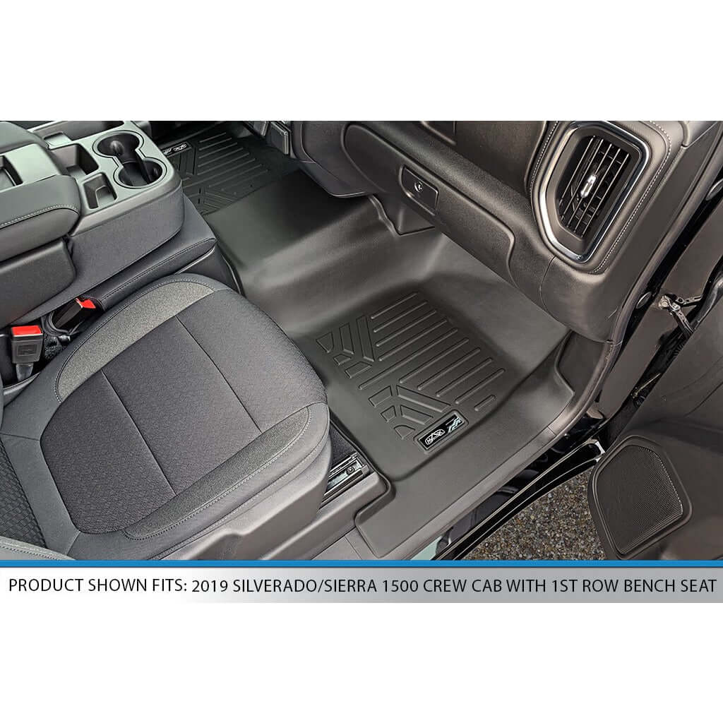 SMARTLINER Custom Fit Floor Liners For 2019-2026 Silverado/Sierra 1500/2500/3500 Crew Cab with 1st Row Bench Seat (No underseat)