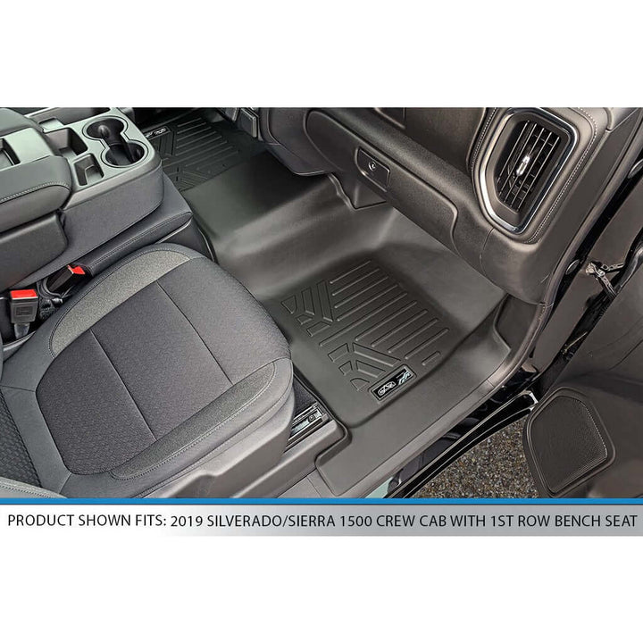 Smart Trim™ Floor Liners For 2019-2026 Chevy Silverado 1500 Double Cab | Carpet | (1st Row Bench) and OTH Coverage [No 2nd Row Storage]