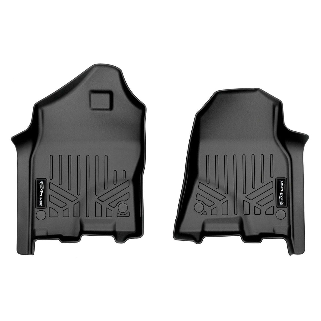 Tapetes SMARTLINER a medida para Ram 1500 Crew Cab (modelos 2019-2024). Piso de vinilo sin compartimento de almacenamiento bajo el asiento trasero.