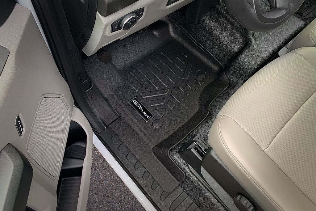 Tapetes SMARTLINER a medida para Ford F-250/F-350 Super Crew Cab 2017-2025 con piso de vinilo | Asiento corrido de la primera fila | Sin cobertura de la parte trasera | Con almacenamiento debajo del asiento
