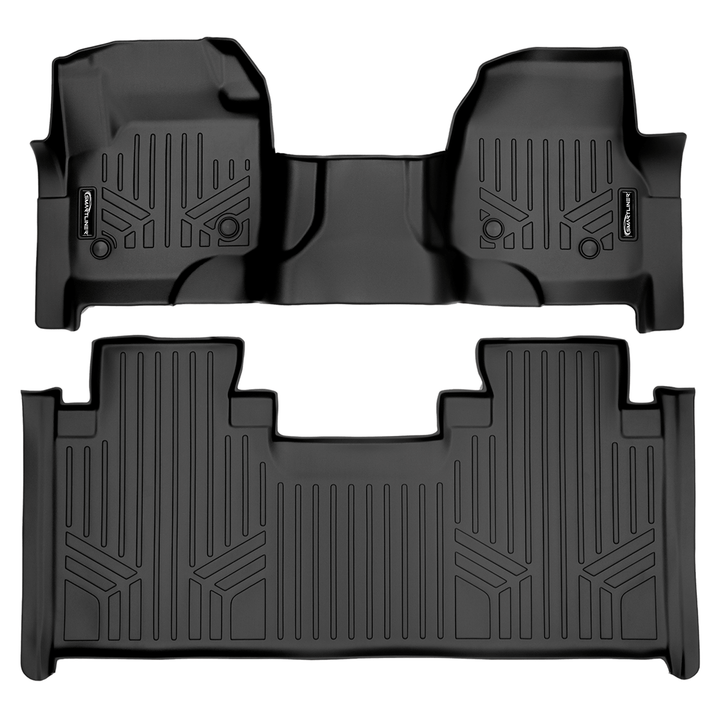 Tapetes SMARTLINER a medida para Ford Super Duty Crew 2017-2024 con piso de vinilo. Cobertura total de la primera fila.