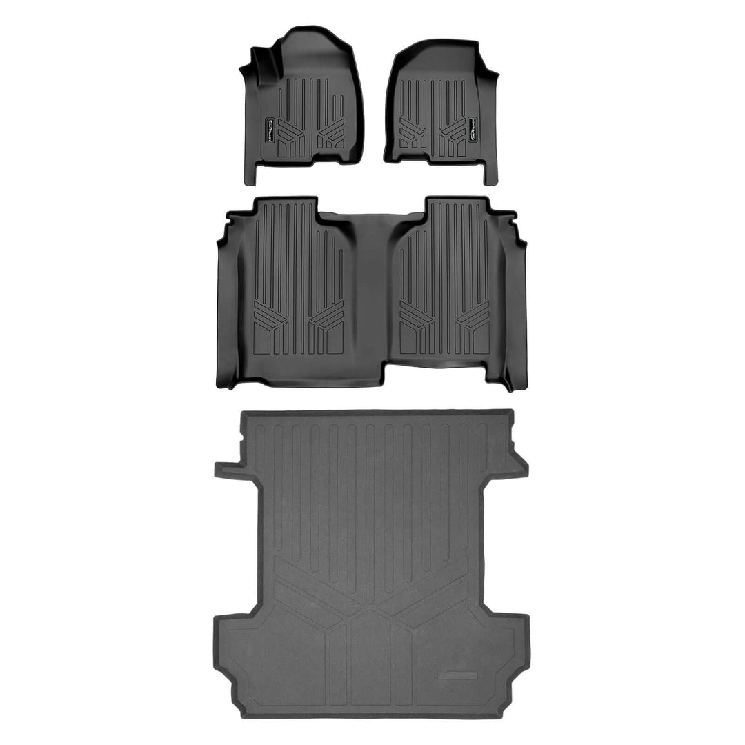 SmartCoverage™ Floor Liners For 2019-2026 Chevy Silverado 1500 Crew Cab (1st Row Bench) (No OTH) | Vinyl | [No 2nd Row Storage]
