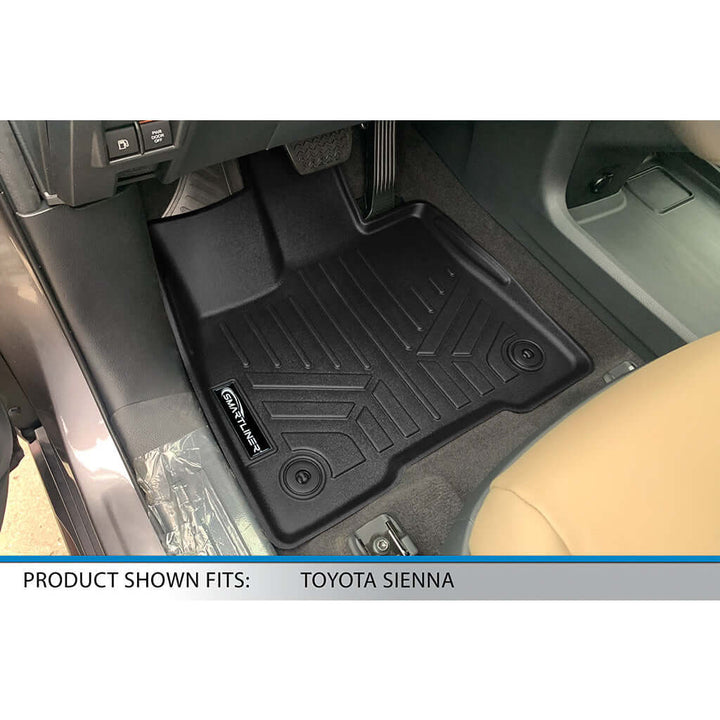 SMARTLINER Custom Fit Floor Liners For 2021-2026 Toyota Sienna with 2nd Row Bench Seat