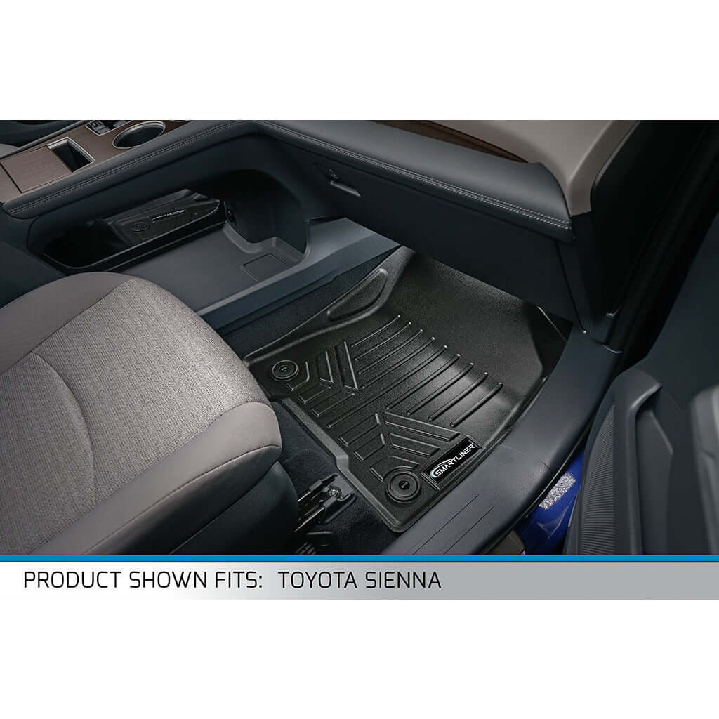 SMARTLINER Custom Fit Floor Liners For 2021-2026 Toyota Sienna with 2nd Row Bench Seat