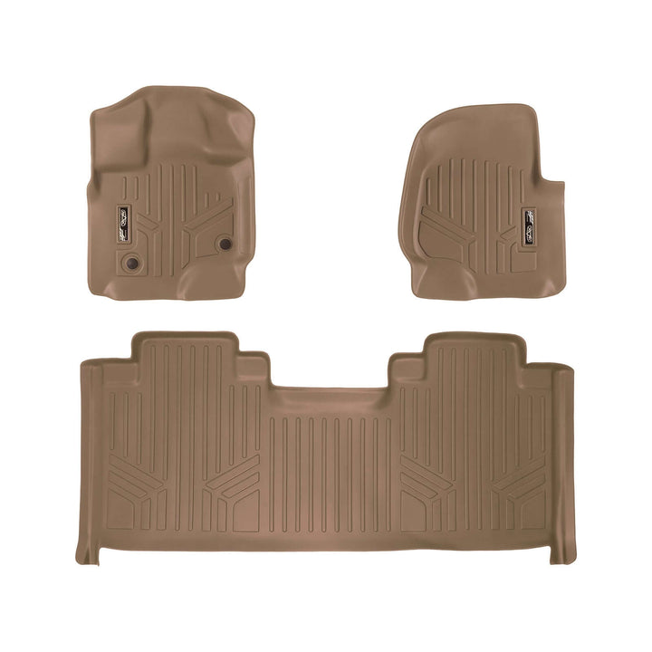 Tapetes SMARTLINER a medida para Ford F-150 SuperCab 2015-2025 con asientos individuales en la primera fila y piso alfombrado.