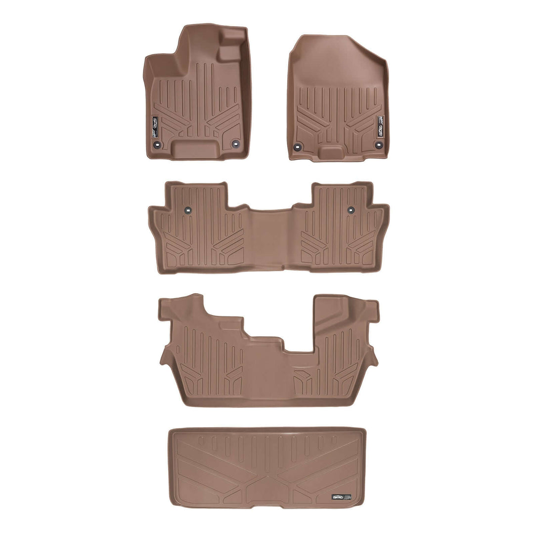 SMARTLINER Custom Fit Floor Liners For 2016-2022 Honda Pilot (8 Passenger Model)