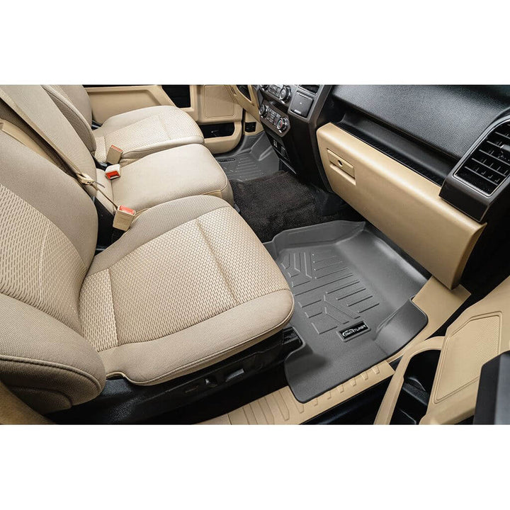 Tapetes SmartCoverage™ a medida para Ford F-150 SuperCrew Cab 2015-2025 con asiento corrido en la primera fila (sin OTH ni almacenamiento debajo del asiento de la segunda fila) Piso de vinilo