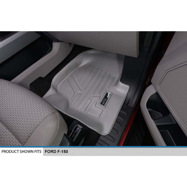Tapetes SmartCoverage™ a medida para Ford F-150 SuperCrew Cab (modelos 2015-2025) con asientos individuales en la primera fila. Sin espacio de almacenamiento debajo de los asientos.