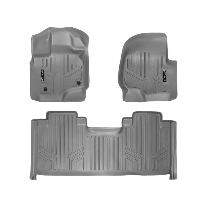 Tapetes SMARTLINER a medida para Ford F-150 SuperCab 2015-2025 con asientos individuales en la primera fila y piso de vinilo.