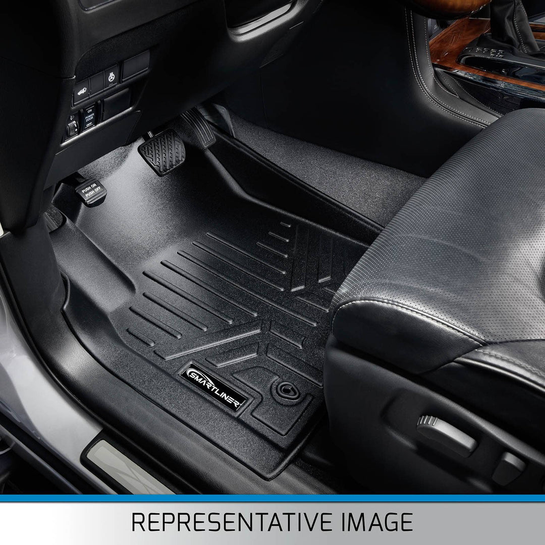 SMARTLINER Floor Liners for GMC Sierra 1500 Crew Cab 2014 - 2018 (Carpeted flooring) 1st Row Bench Half coverage
